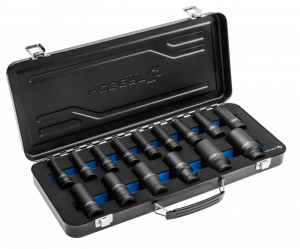 Zestaw nasadek kluczy udarowych 1/2″, 15 szt., CrMo, długie HT4R049