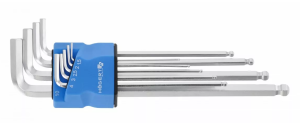 Klucze sześciokątne S2 z kulką, 9 szt. exstra długie HT1W826