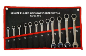 Klucze zestaw płasko oczkowe z grzechotką 12el. KD11301