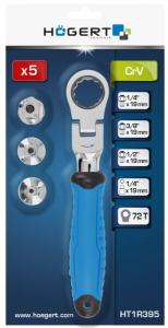 Klucz grzechotka z grzechotką i przegubem wymiennym adapterem 5szt HT1R395