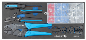 Wkład do szafki Szczypce do zaciskania złącz 158 el Hogert HT7G161