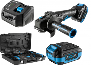 Szlifierka kątowa zestaw bezszczotkowa 125mm bat. 2x18V ładowarka walizka HT2E251