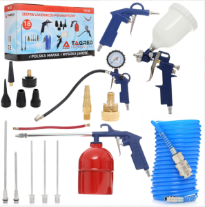 Zestaw pneumatyczny do kompresora pistolet wąż ropownica 18w1 TAGRED TA103